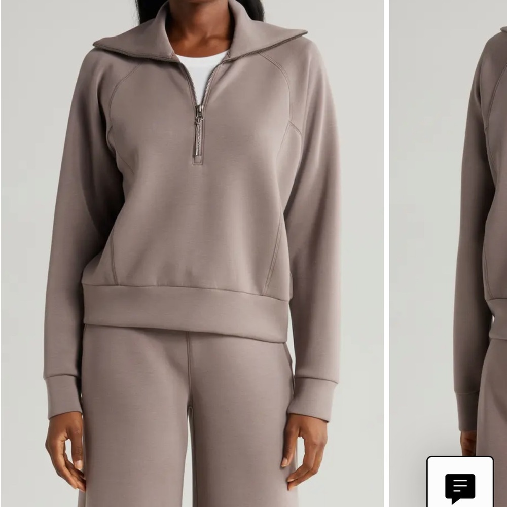 SPANX Women's Taupe Quarter-Zip Sweatshirt